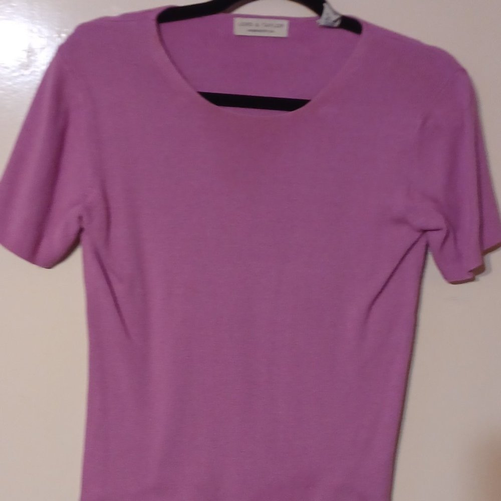 Lord & Taylor Women's Purple Short Sleeve Pull Over Size S